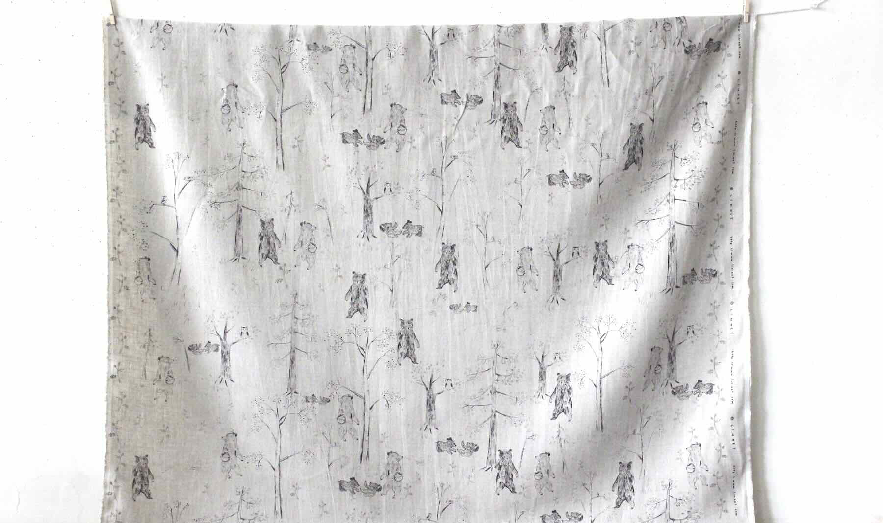 LINNET リネンプリント カムチャツカの森2<br />FLAX×焦茶